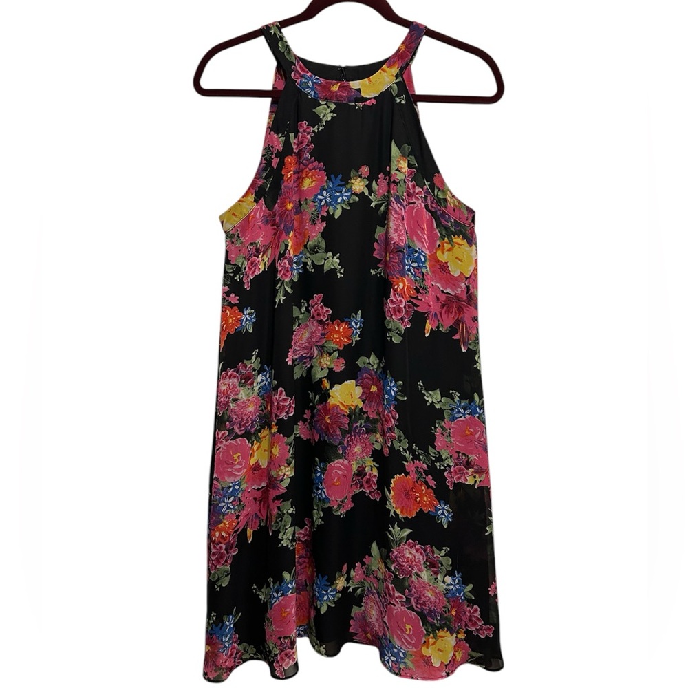 Betsy Johnson Floral Halter Trapeze Dress Size: 12 - Picture 2 of 6